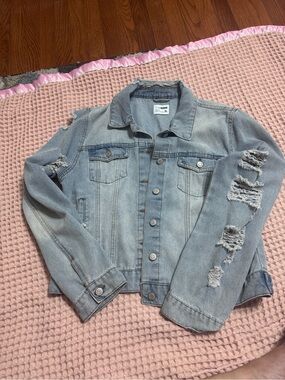 Light Wash Distressed Denim Jacket